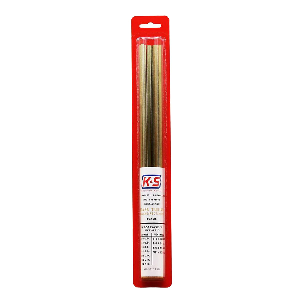 Brass 12 Inch Square & Rect Tube 11 Assorted