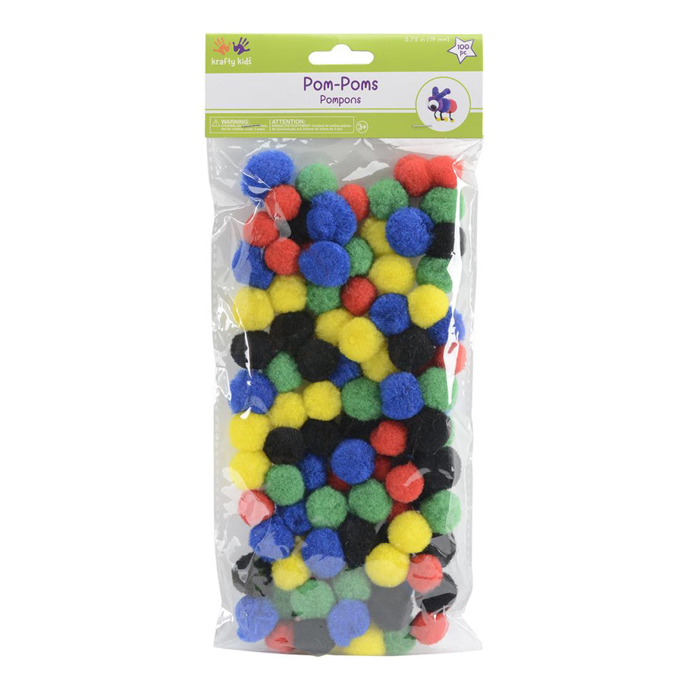 Pom Poms Assorted Colors .75-inch 100/Pk