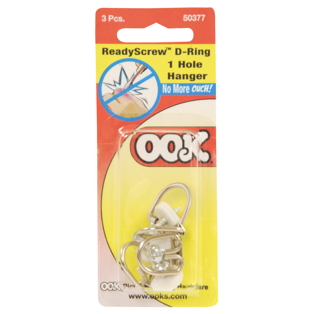 Ook Ready Screw D-Ring Hanger 1 Hole Pk/3